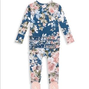 Posh Peanut Blue Rose Ruffle Footie